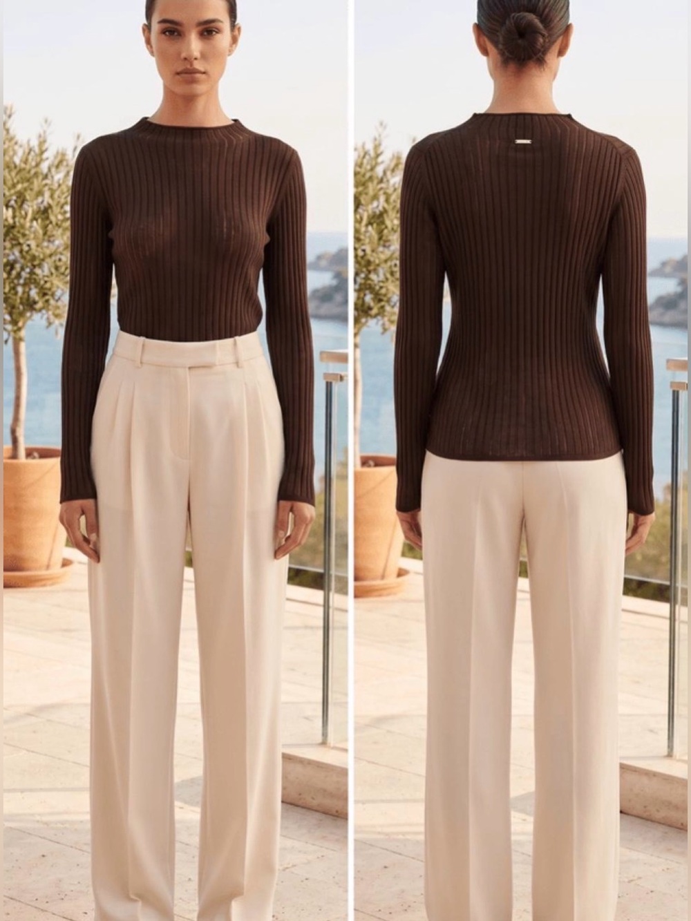 Gap x Cult Gaia Sheer Mockneck Top (Espresso / Brown)